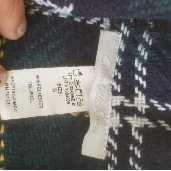 Checkered Forest Green Wool Polyester Fall Autumn Waist Tie Pea Coat Jacket - Picture 5 of 6